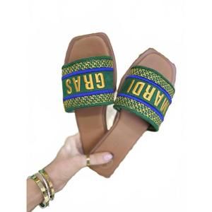 NEW MAKERS women's krewe queen mardi gras sandals in green